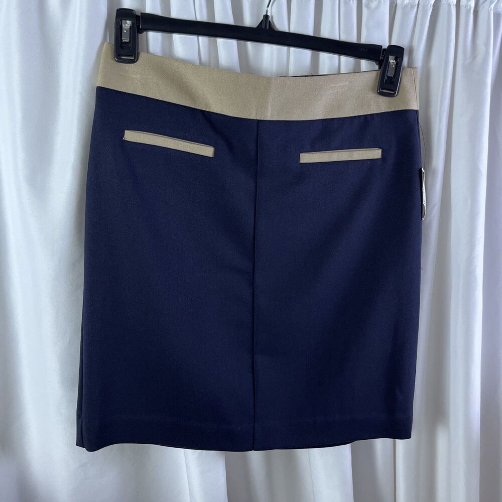Worthington Womrns Navy Blue Tan Colorblock Pencil Skirt Size 6 Carrer